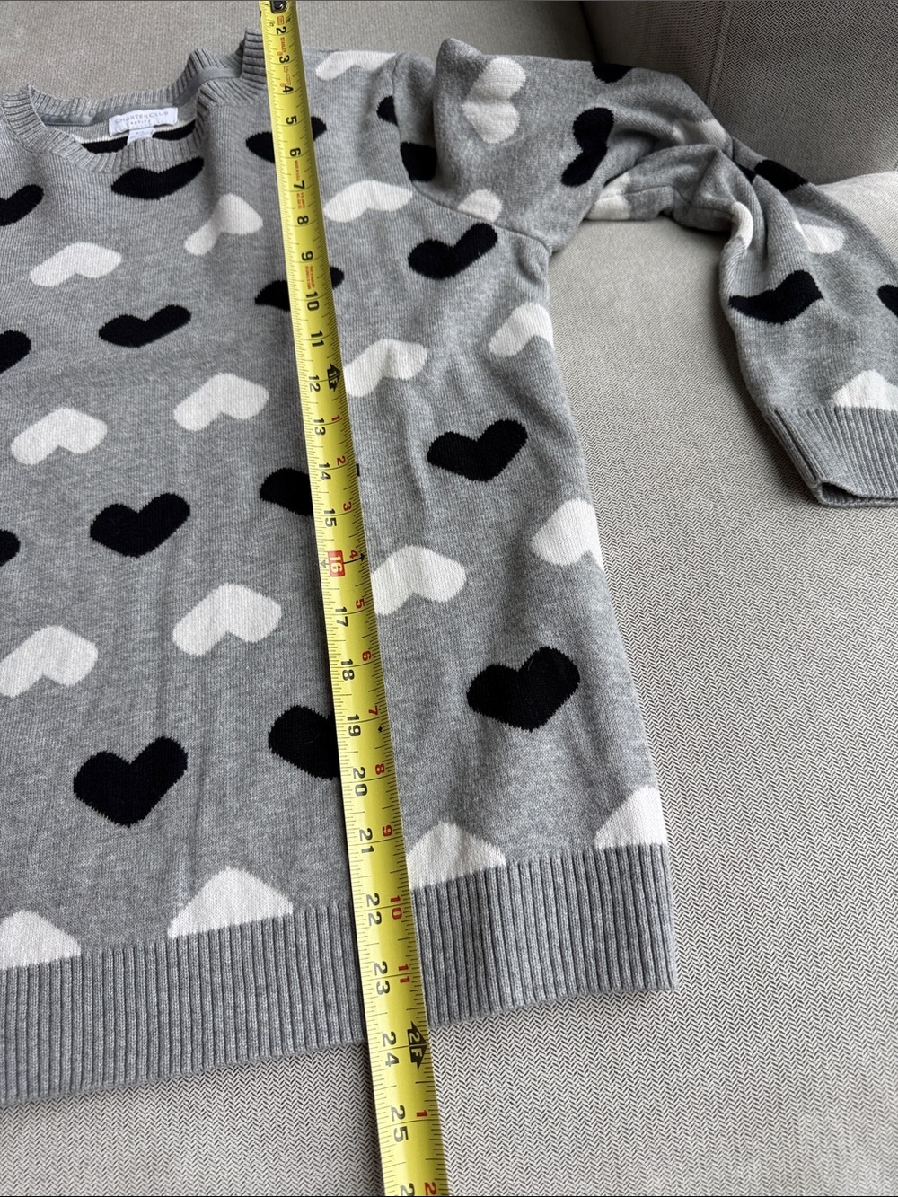 Charter Club Woman's Grey Heart-Pattern Sweater Petite L PL - Picture 6 of 7